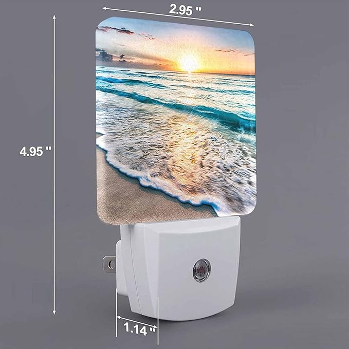 LED Night Light, Sea Waves Beach Sunrise Cloudscape LED Night Light Plug into - Image 7