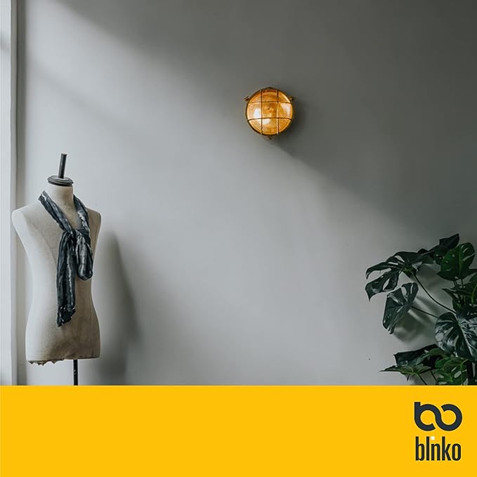 BLINKO Nautical Brass Bulkhead Wall Light, Vintage Retro Wall Sconce, - Image 5