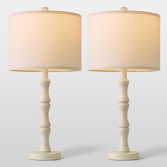 BOBOMOMO 25" Farmhouse Bedside Lamps Set of 2, Vintage Nightstand Lamps - Image 7