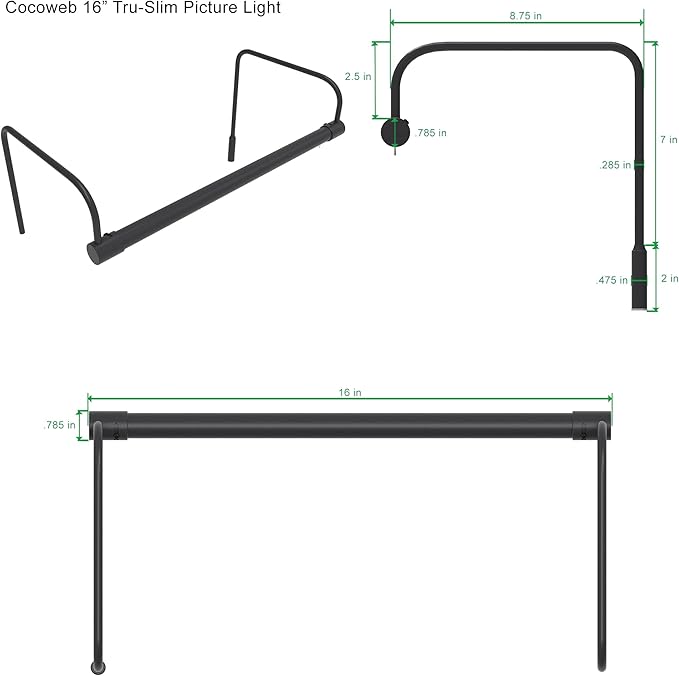 Cocoweb 16 Inch Tru-Slim Oil Rubbed Bronze Picture Light - Image 3