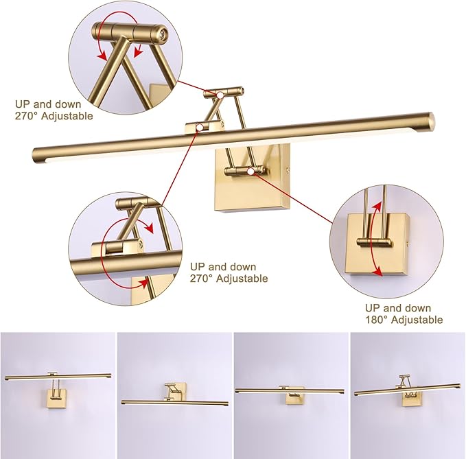 Brass Picture Light for Painting LED Gold Art Light Hard-Wired Picture Frame - Image 3