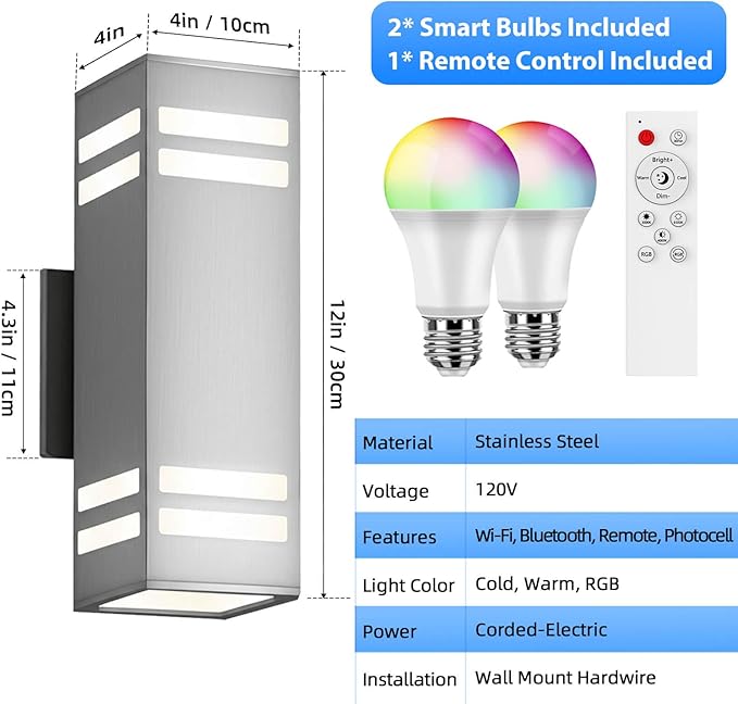 SHIMR Smart Outdoor Wall Light, RGBCW Color Changing WiFi & Bluetooth LED Sconce - Image 6
