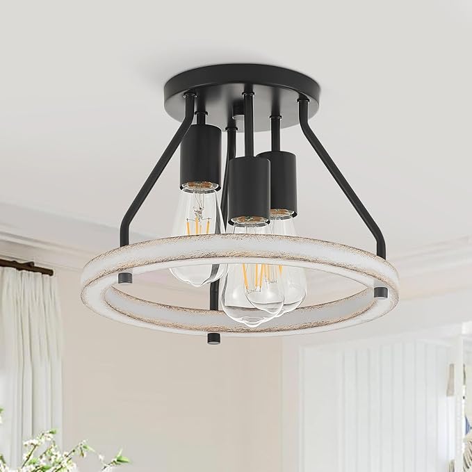 Rustic Flush Mount Ceiling Light Fixture - Image 7