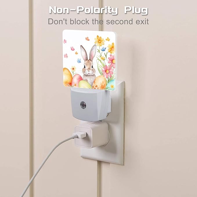 Cute Easter Bunny and Eggs Night Light, Easter Rabbit and Flowers Dusk to Dawn - Image 3