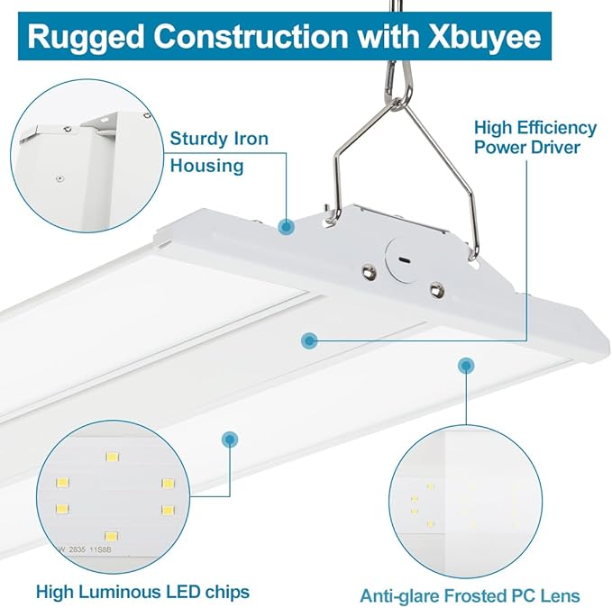 High Bay LED Shop Light 4FT 300W/240W/200W, 4000K/5000K Selectable 120-277V - Image 4