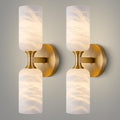 Alabaster Wall Sconce Set of 2, 14in Modern Brass Spanish Natural Marble by CEENWE