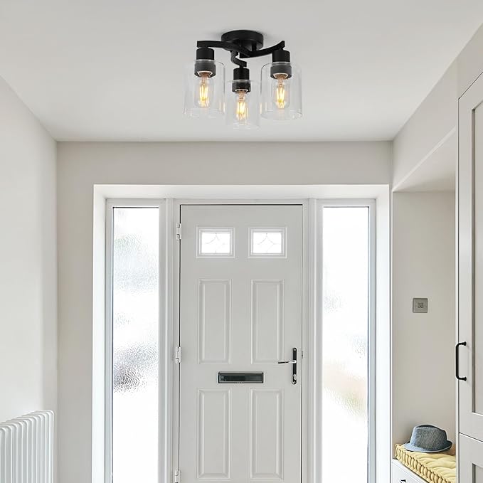 WILON Black Flush Mount Ceiling Light, Farmhouse Kitchen Lighting Fixtures - Image 2