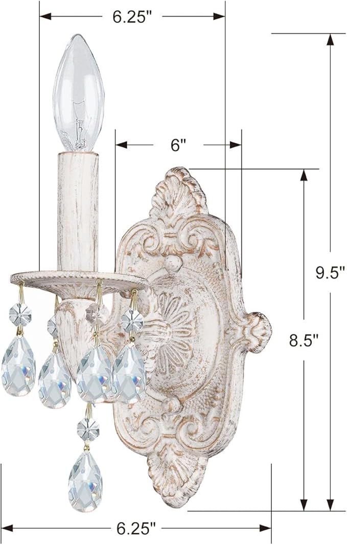 Paris Market 1 Light Clear Crystal Antique White Sconce - Image 5