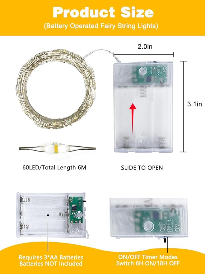 6 Pack Fairy Lights Battery Operated - Image 7