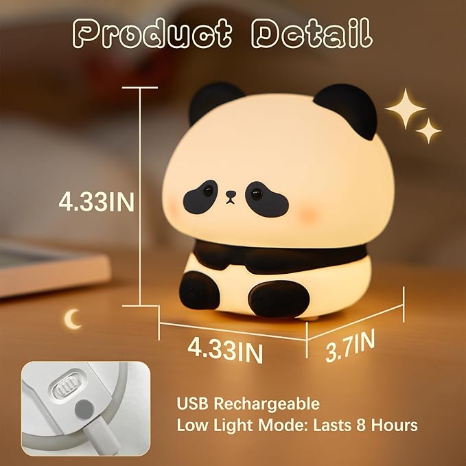 Cute Panda Night Light, LED Squishy Novelty Animal Night Lamp, Food Grade - Image 6