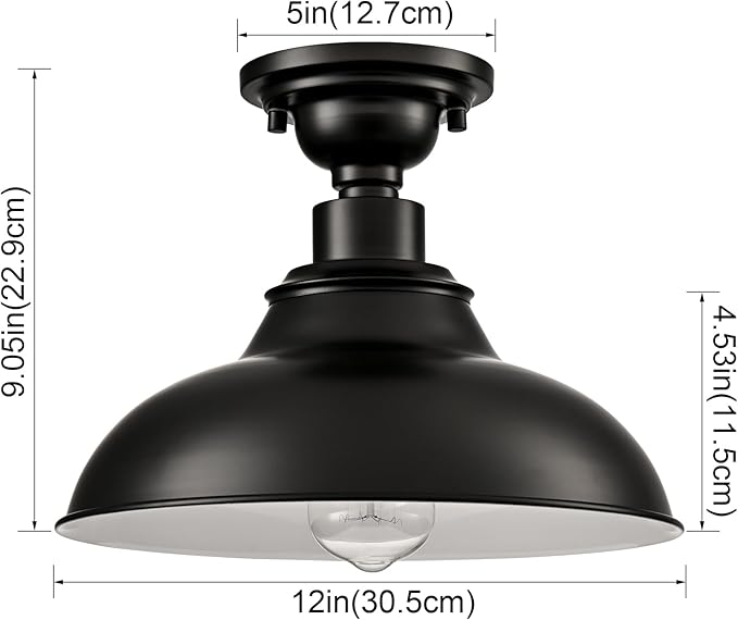 SAMTEEN Farmhouse Black Semi Flush Mount Ceiling Light 2 Pack Modern Barn - Image 7