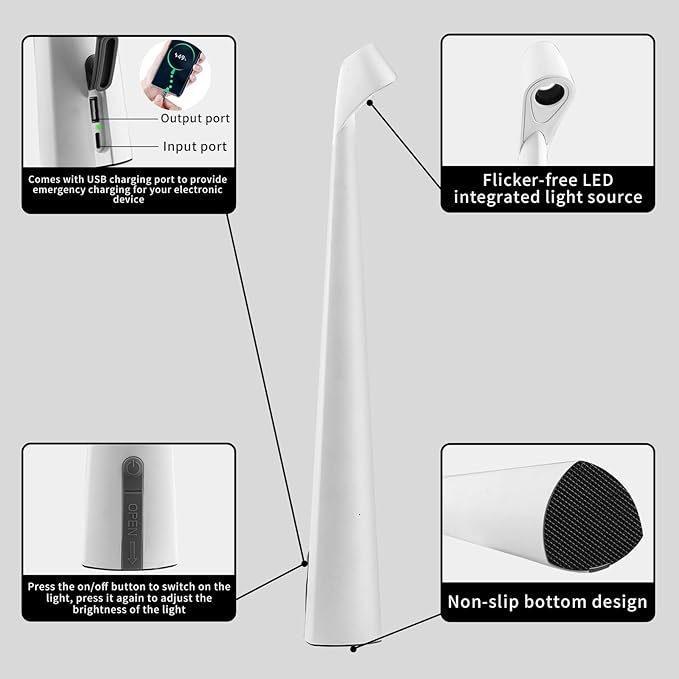 Portable LED Table Lamp 3-Levels Brightness, Rechargeable Battery Up to 48 - Image 6