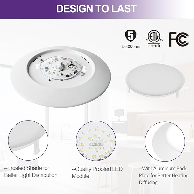 LED Disk Lights 6 Inch, 15W Surface Mount LED Ceiling Light 1050LM, Flush Mount - Image 5