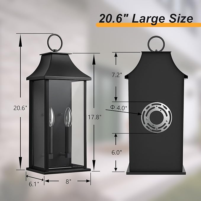 Outdoor Wall Lights, Dusk to Dawn Waterproof Outside Wall Sconce, Large Modern - Image 3