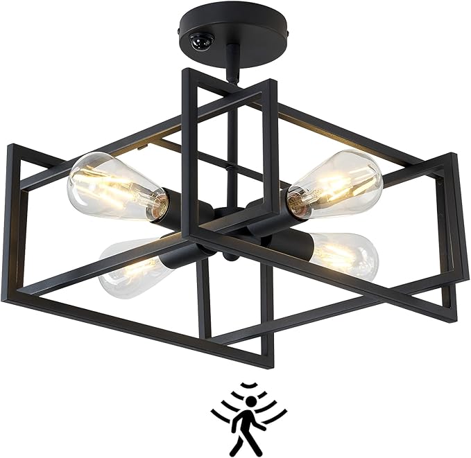 ZGLAOJT Motion Sensor Ceiling Light Fixture 4-Lights Semi Flush Mount Ceiling - Image 9