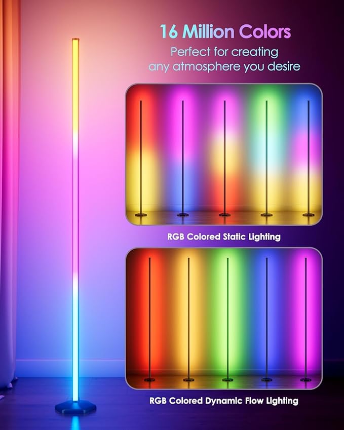 Corner Floor Lamp, 2 Pack RGB Corner Lamp - Image 2