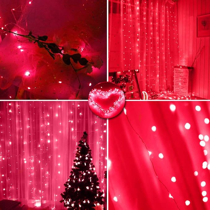 300 LED Curtain Christmas String Lights, Backdrop Fairy Lights - Image 2