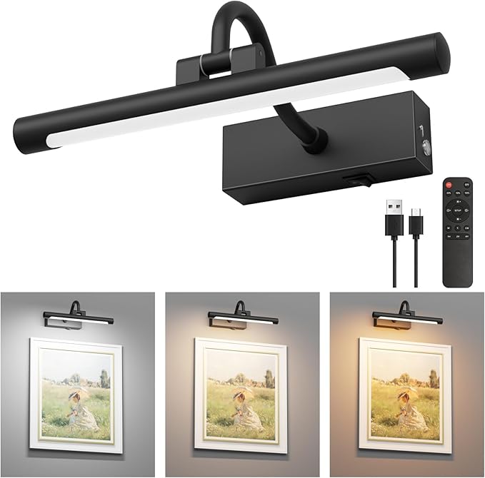 Aipsun 11.8" Picture Lights for Wall Rechargeable, 10000mAh Battery Operated by Aipsun