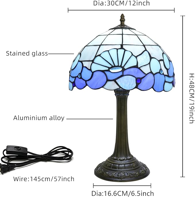 Blue Sea Style Stained Glass Table Lamps Shell Tiffany Lamp Bedroom Bedside - Image 6
