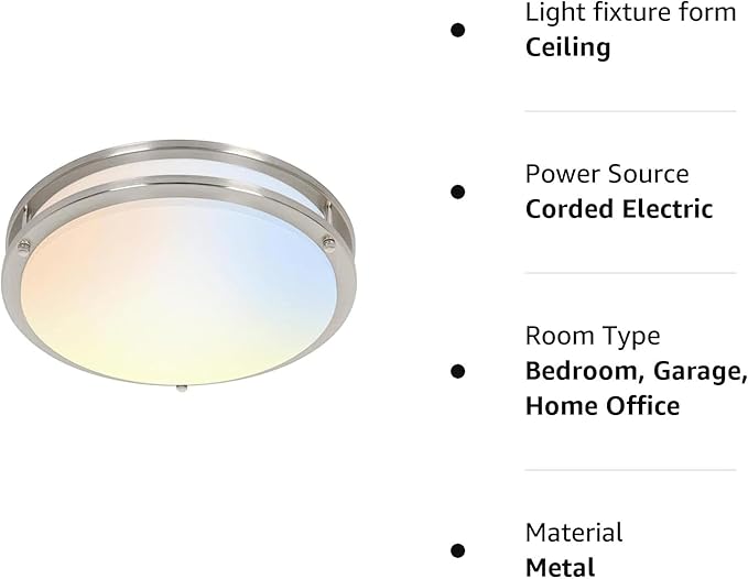 hykolity 16 inch Dimmable LED Flush Mount Ceiling Light Fixture, Brushed Nickel - Image 8
