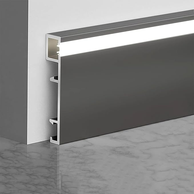 18 Pack LED Aluminum Metal Baseboard Trim 80 x 2500mm 3.15” x 8.2’ Total 147.6 by Kwweeoo