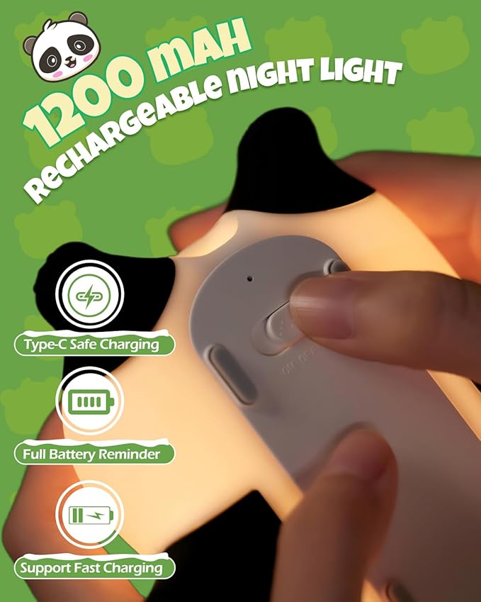 Cute Panda Night Light, Animal Lamp, Food Grade Silicone, Rechargeable - Image 6