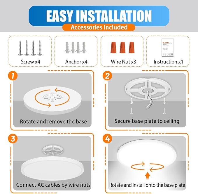 Allsmartlife Led Flush Mount Ceiling Light 2-Pack, 18 inch 36W 4650lm Dimmable - Image 5