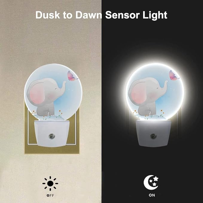 EKOBLA Watercolor Elephant Night Light Cute Little Elephant Play Butterfly - Image 3