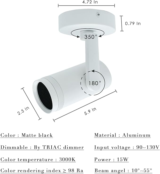 15W LED Dimmable and Zoomable Ceiling Spotlight - Image 5
