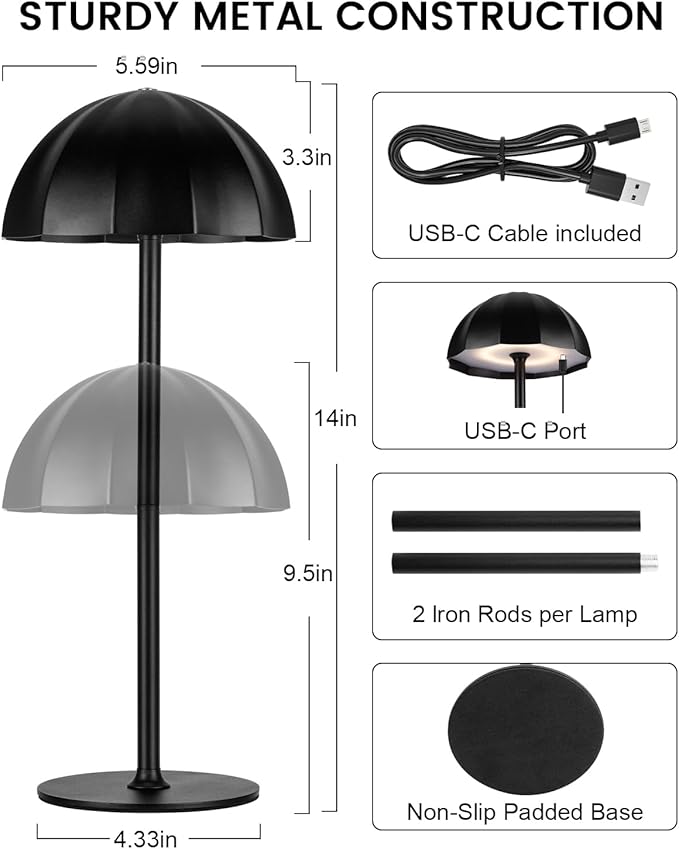 Cordless Table Lamps Rechargeable, 4000mAh Battery Operated Table Lamps - Image 5