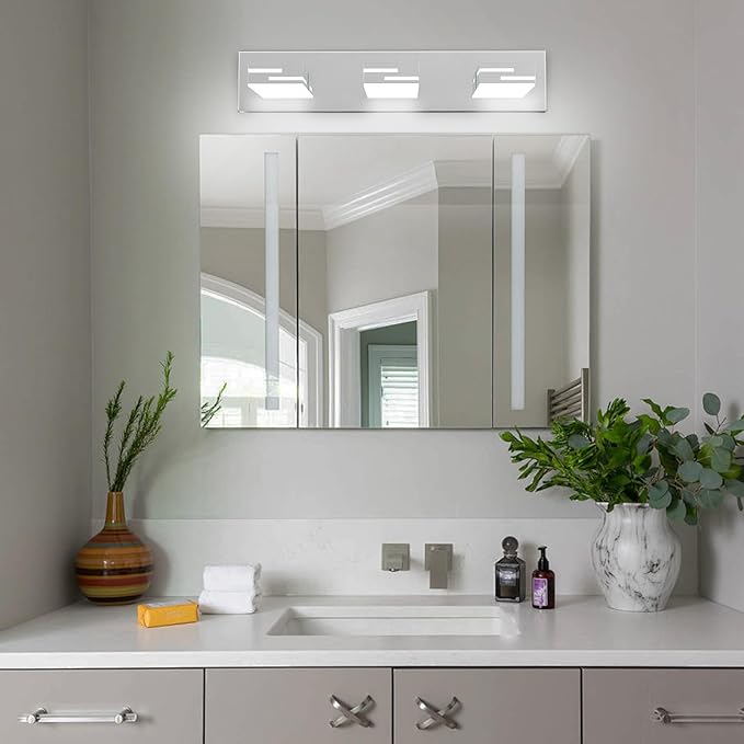 LED Modern Bathroom Vanity Light Fixtures, 3-Light 22-inch Dimmable Chrome - Image 8