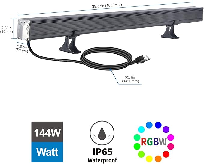 Wall Washer Light with RF Remote Controller, 144W 40'' Linear RGBW 5000K - Image 4