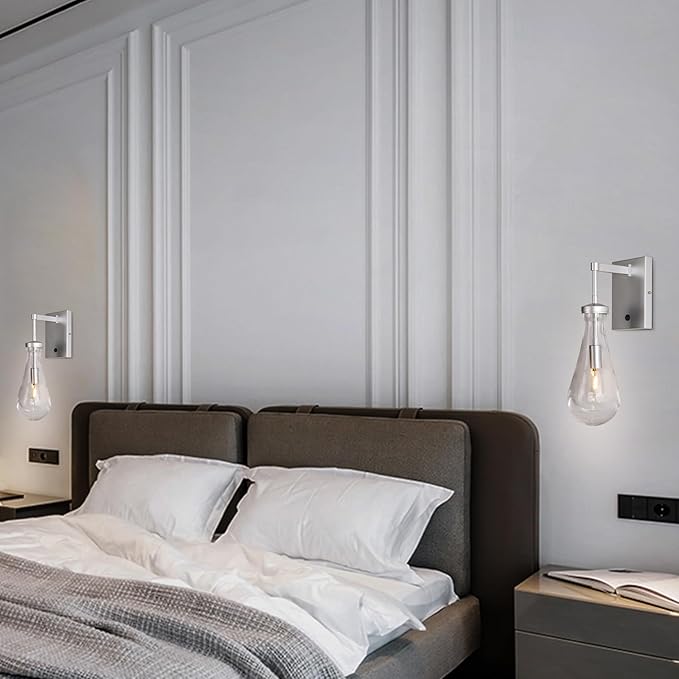 HuisMier Nickel Wall Sconces, Modern Raindrop Wall Sconce - Image 6
