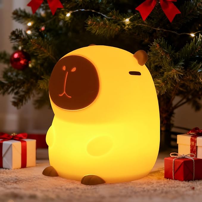 Capybara Night Light, 50-Hour Battery & Pat Control, Squishy Animal Lamp by Rytinazzz