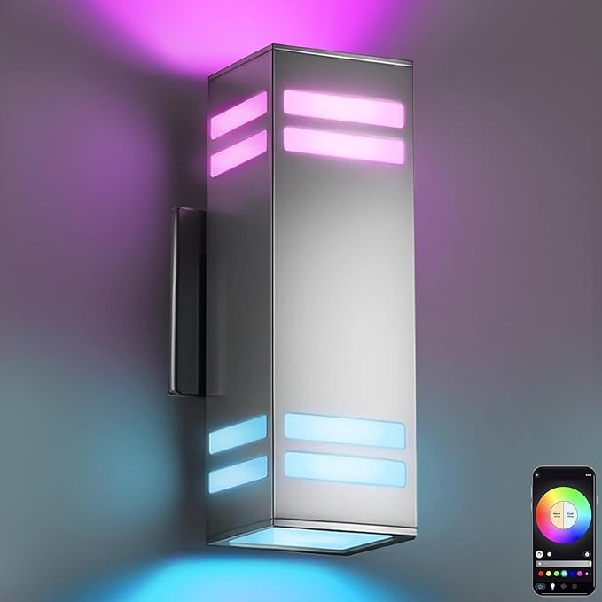 SHIMR Smart Outdoor Wall Light, RGBCW Color Changing WiFi & Bluetooth LED Sconce by SHIMR