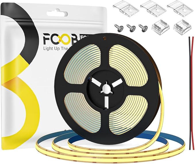 16.4FT COB Strip Lights Dimmable DC 12V 2700K Warm White IP65 Waterproof LED by FCOB