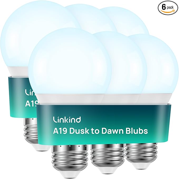 Linkind Dusk to Dawn Light Bulbs Outdoor, A19 Sensor Led Bulbs Automatic On/Off by Linkind
