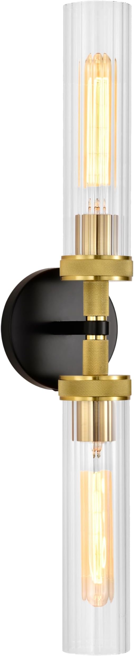 LaLuLa Black and Gold Vanity Light Fixtures – Modern Hardwired Dual-Light Wall by LaLuLaLighting