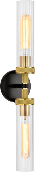 LaLuLa Black and Gold Vanity Light Fixtures – Modern Hardwired Dual-Light Wall by LaLuLaLighting