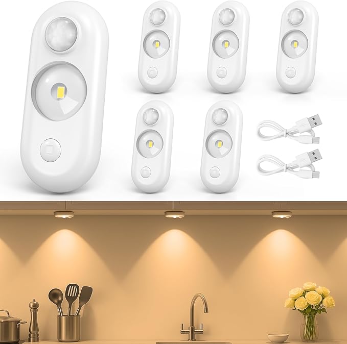 inShareplus LED Motion Sensor Puck Lights, Magnetic Under Cabinet Light Indoor by inShareplus