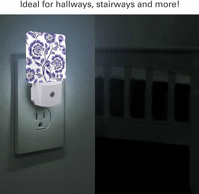 LED Night Light, Beautiful Purple Flower Pattern LED Night Light Plug into Wall - Image 2