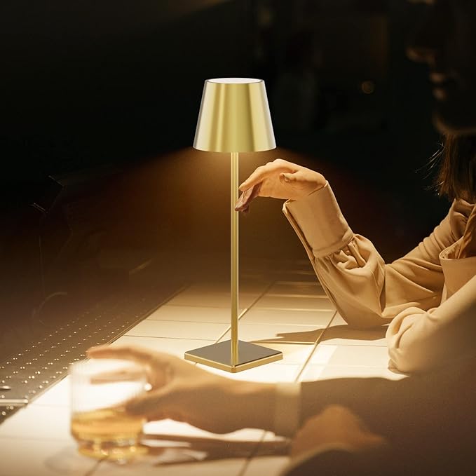 Gold Cordless Table Lamp, 5500mAh Battery Powered Table Light Brass, 3 Color - Image 7