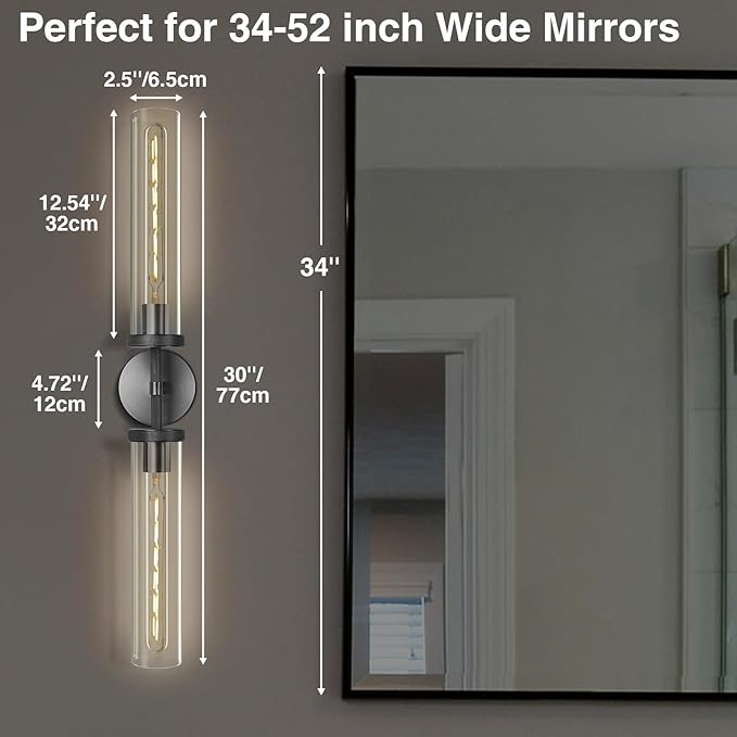 Black Wall Sconces Set of Two, Double Lights - Image 4