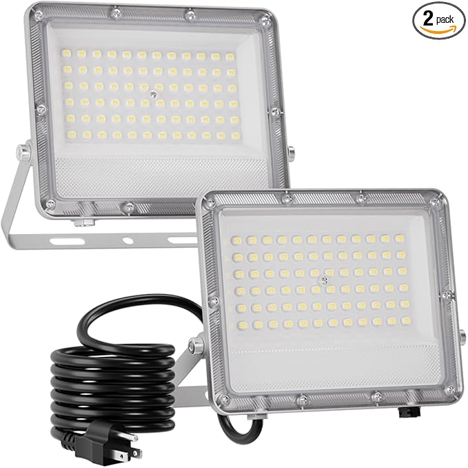 Ceena 60W Plug in LED Flood Lights Outdoor, 6000lm Super Bright LED Work Light by Ceena