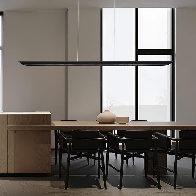 71" Wood Linear Pendant Light, Dimmable Kitchen Island Lighting - Image 4
