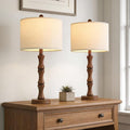 BOBOMOMO 25" Rustic Table Lamps Set of 2, Farmhouse Nightstand Lamps by BOBOMOMO