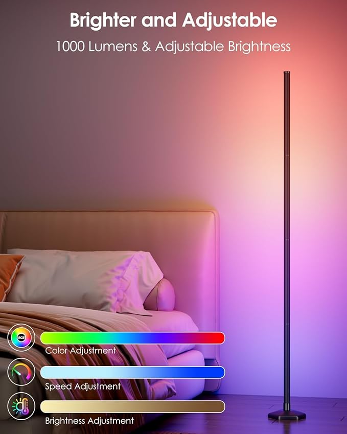 Corner Floor Lamp, 2 Pack RGB Corner Lamp - Image 4