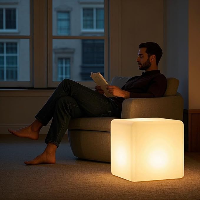 Mr.Go 20-inch LED Lighted Cube Table, Large LED Cube Chair Light, 16 RGB Colors - Image 5