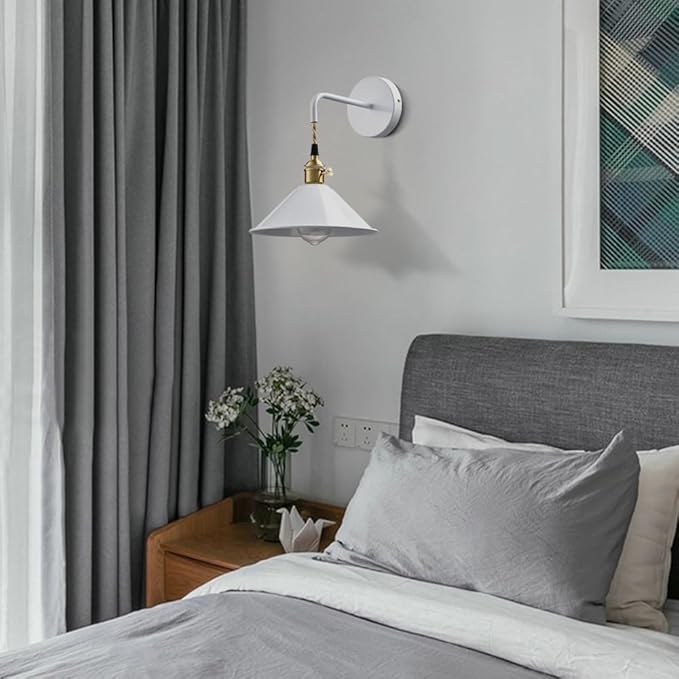 Plug-in Wall Lamp with Umbrella Shade, Bright White Wall Light Fixture Set of - Image 9