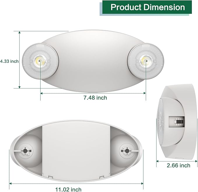6 Packs Emergency Lights for Business, Hard Wired, LED Emergency Lights - Image 5